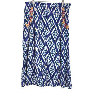 Soft Surroundings Skirt Petite Large Floral Embroidered Rayon Printed Boho Gauze